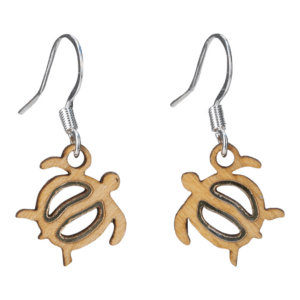 Woodcutts Turtle Earring with Silver Foil Accent: Maple