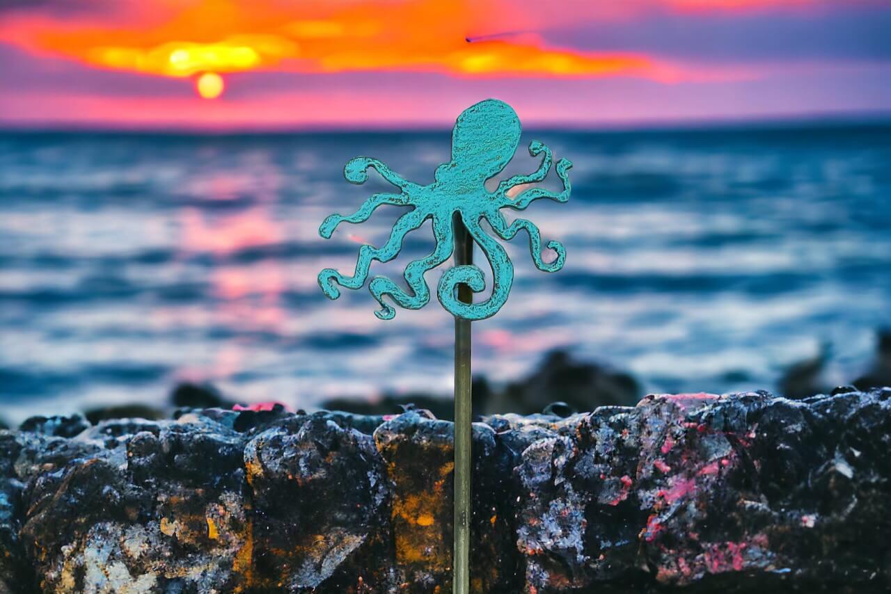 Whimsies - Octopus Plant Stake garden spring eco beach lake house decor