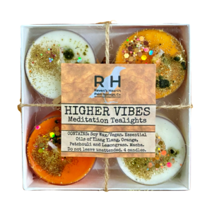 Raven’s Hearth – Higher Vibes Tea Light Candles Good Vibes Vegan — Soy