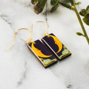 No Man’s Land – Vintage Crescent Moon Rectangle Earrings
