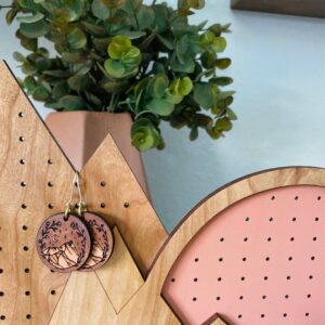 Desert Accents – Sterling Silver & Leather Moon & Flower Earrings