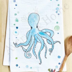 Avery’s Home – Octopus Cute Coastal Customizable Kitchen Towel: Standard