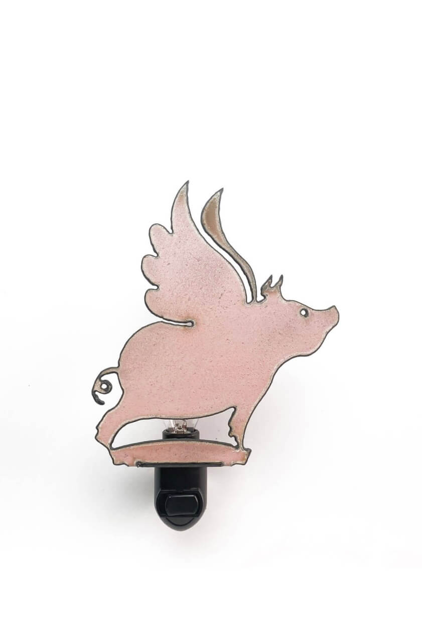 Whimsies - Pig Night Light whimsical flying pig cute pink gifts metal
