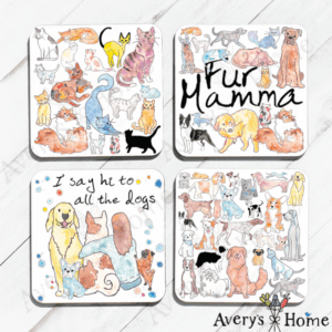Avery’s Home – Dog & Cat Collection Absorbent Stone Coaster Set of 12