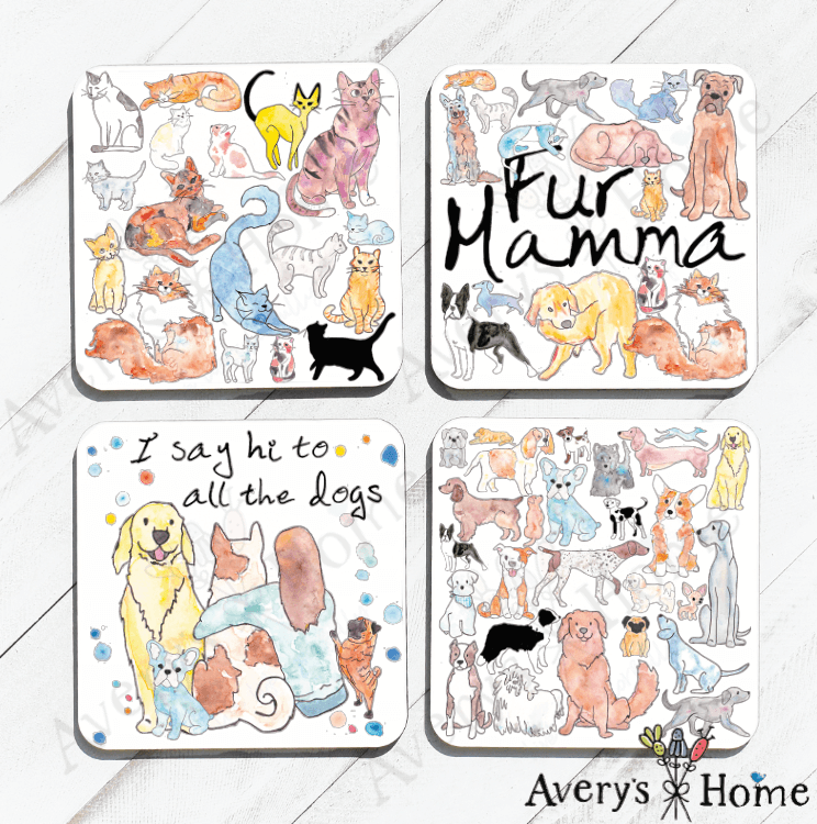 Avery's Home - Dog & Cat Collection Absorbent Stone Coaster Set of 12