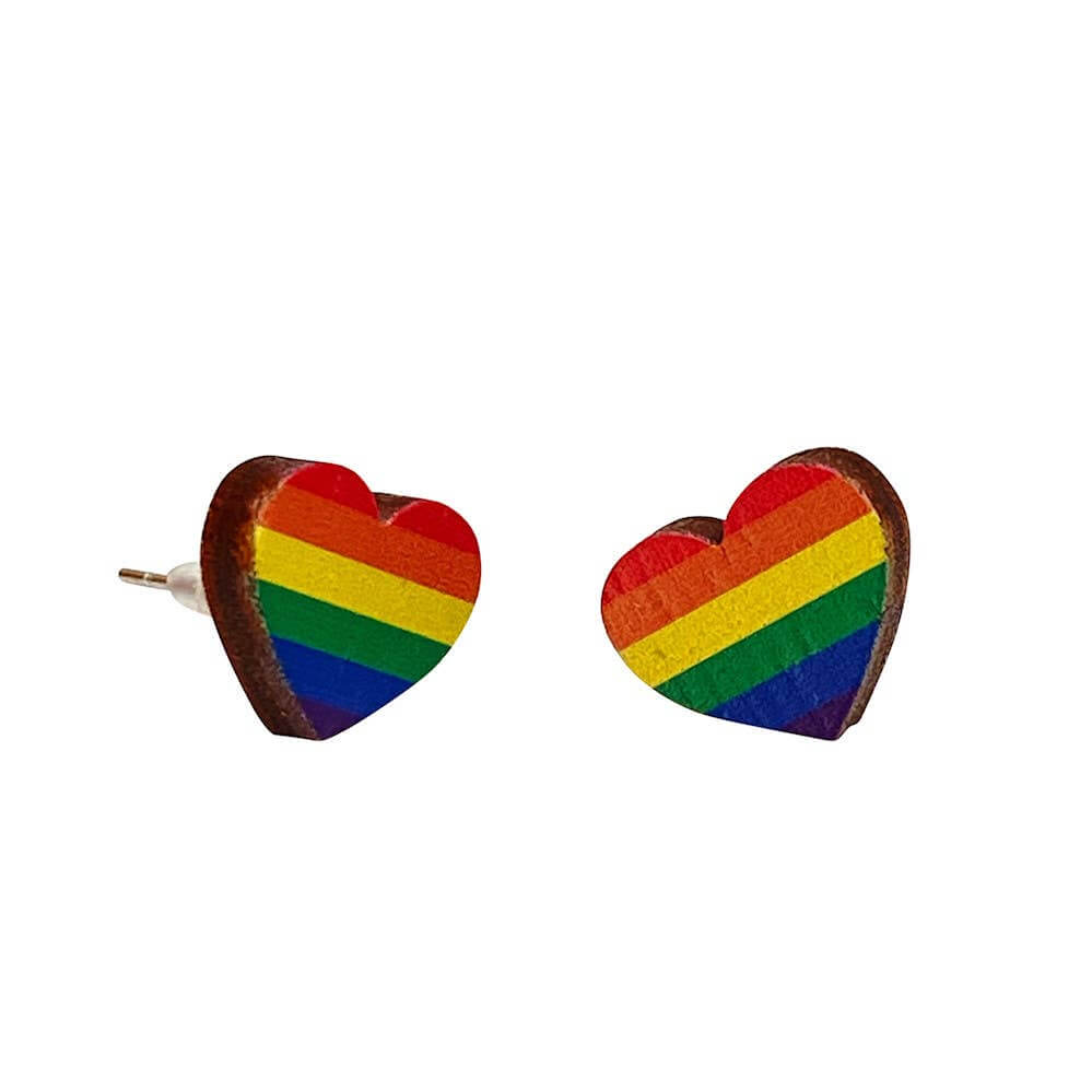 Green Tree Jewelry - Rainbow Heart Stud Earrings: As Pictured
