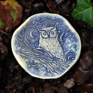 Clay Fossils Night Owl, spoon rest, soap dish USA