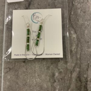 Bijou by SAM – Long Silver Hoop with Green turquoise