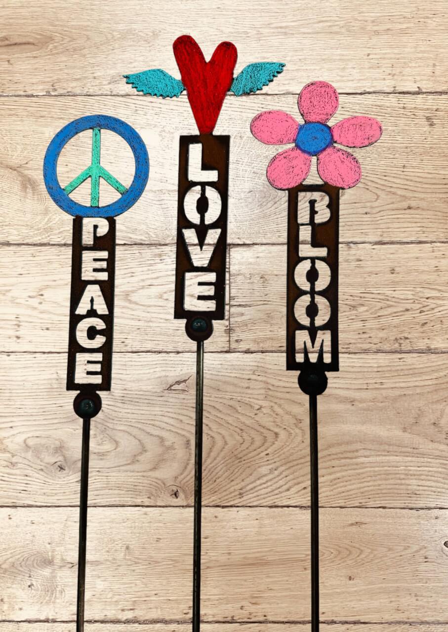 Peace sign plant Stake Hippie