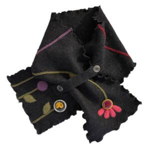 Woolflower -Black Flower Wrap/Scarf
