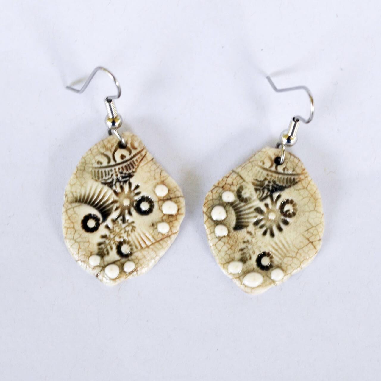 Clay Fossils - Handmade earrings, native, boho, USA, nature